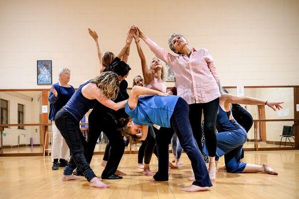 Irene Feighan pictured participating in her dance class with creative instructor Tina Horan. Picture: Chani Anderson