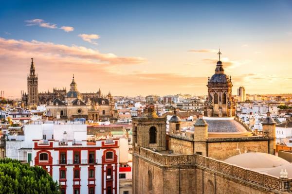 Seville, Spain skyline in the Old Quarter.