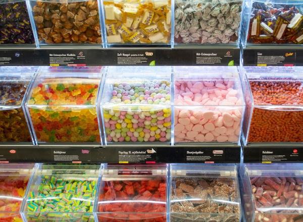 Candy sold in bulk at a grocery store