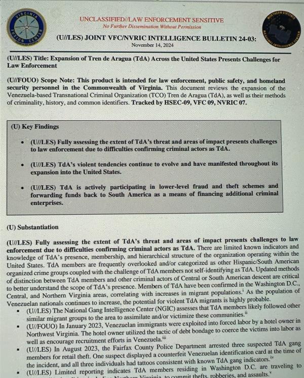 A copy of an internal Homeland Security memo obtained by The Post warns of TdA's expanding foothold acr5oss the US.