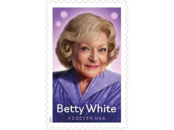 A Forever stamp bearing the image and name of actress Betty White